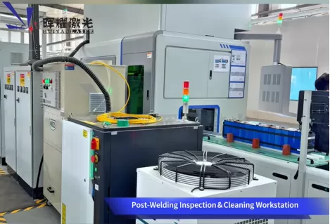 Post-Welding Inspection and Cleaning Workstation in Prismatic Battery Module Pack Assembly Line