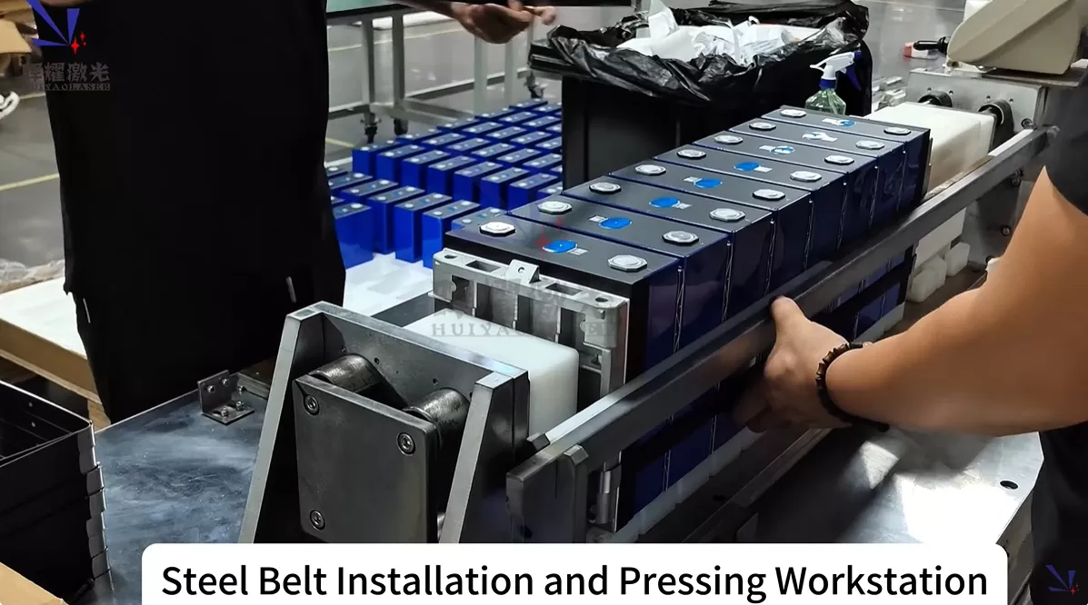 What is Battery Module Steel Belt Installation in Prismatic Battery Module Pack Assembly Line?